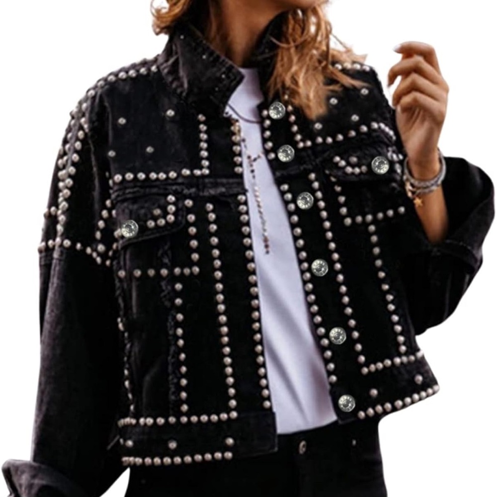 Black Studded Denim Jacket